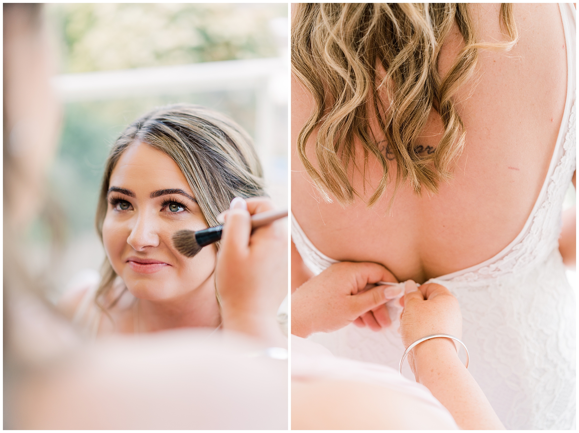 Bride getting her make up done in Canberra for her wedding