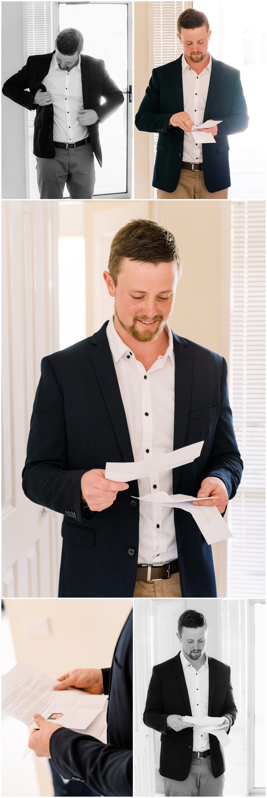 Groom reading a special letter form his bride