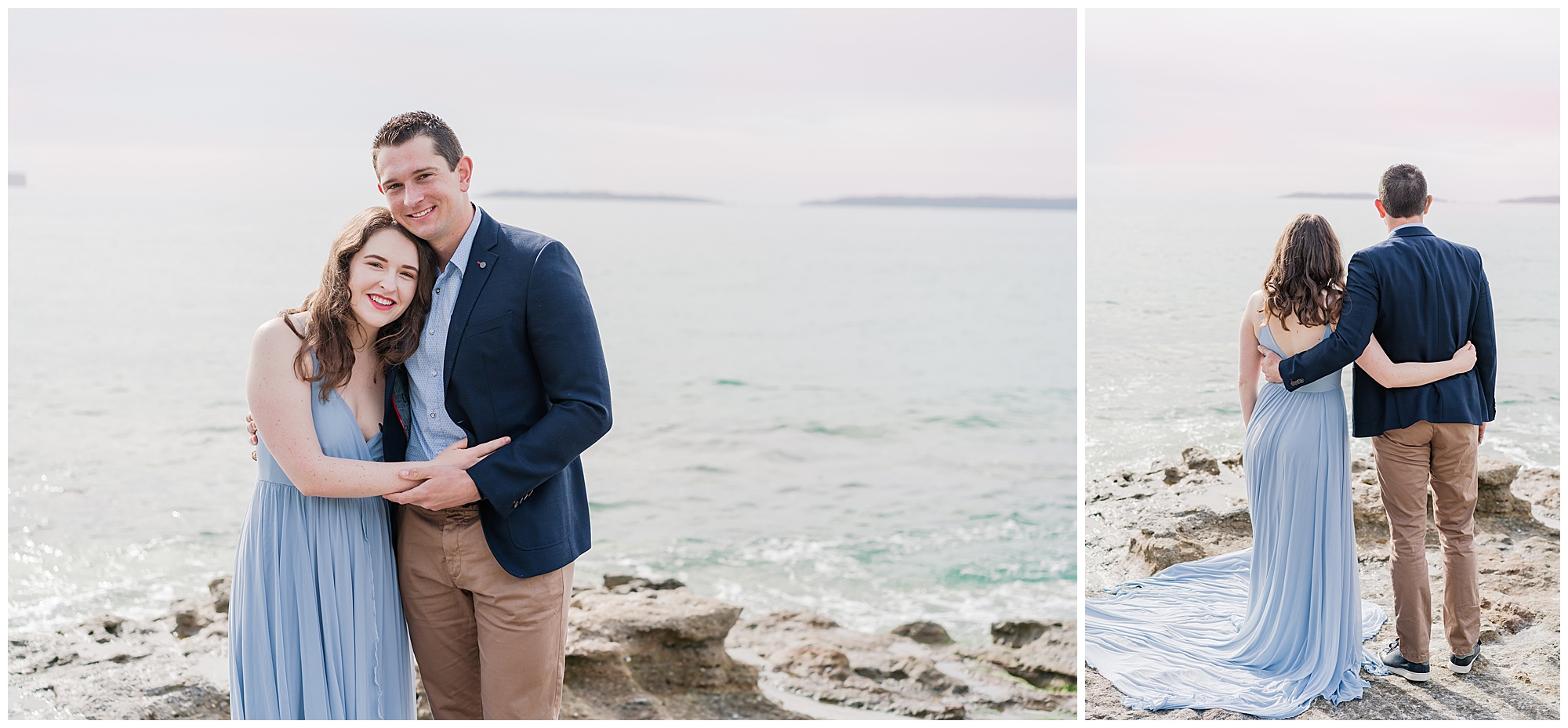 Sunset engagement session with a  couple on a beach