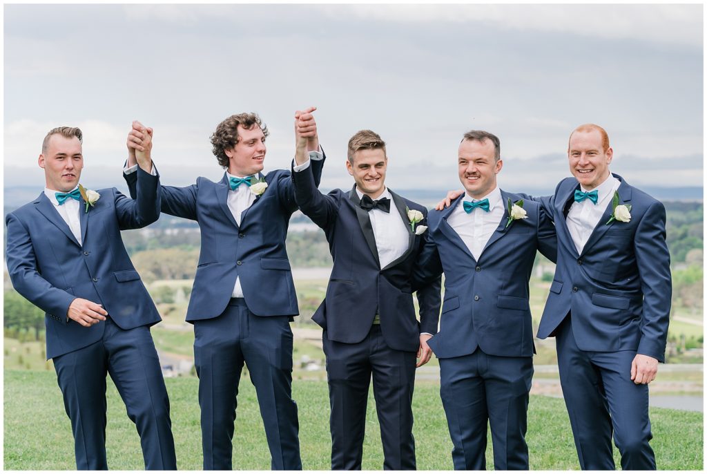 Groom and his friends at a wedding