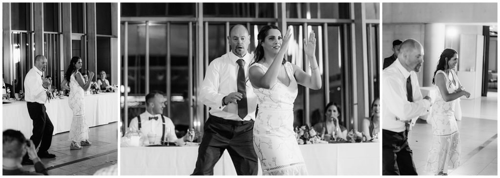 Bride and dad dancing at the portrait gallery