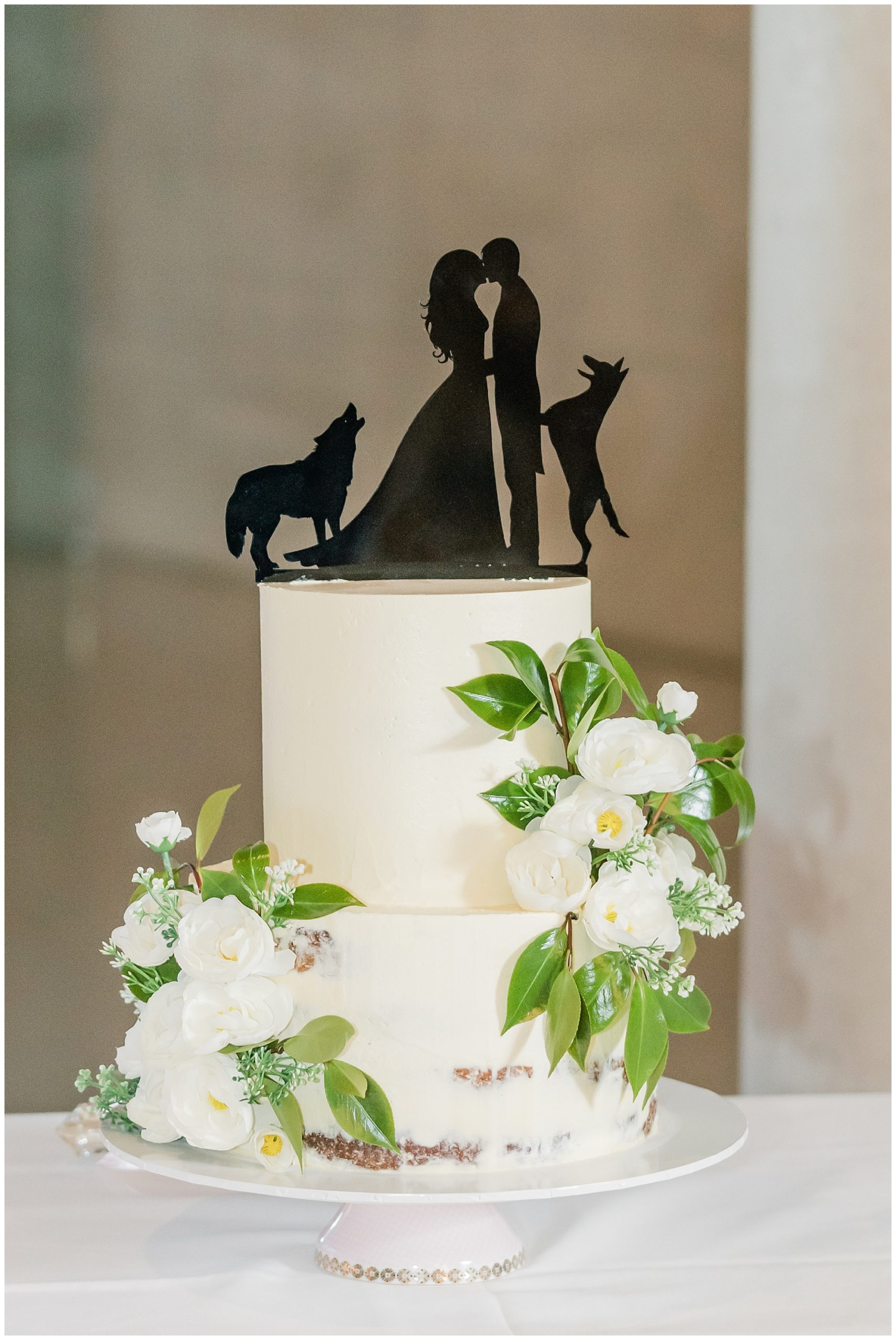 Wedding Cake with dog cake topper