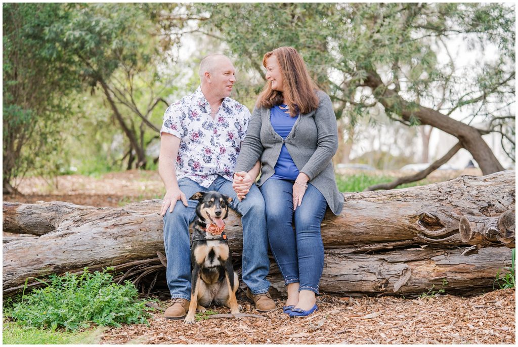Rustic Engagement photos with a puppy