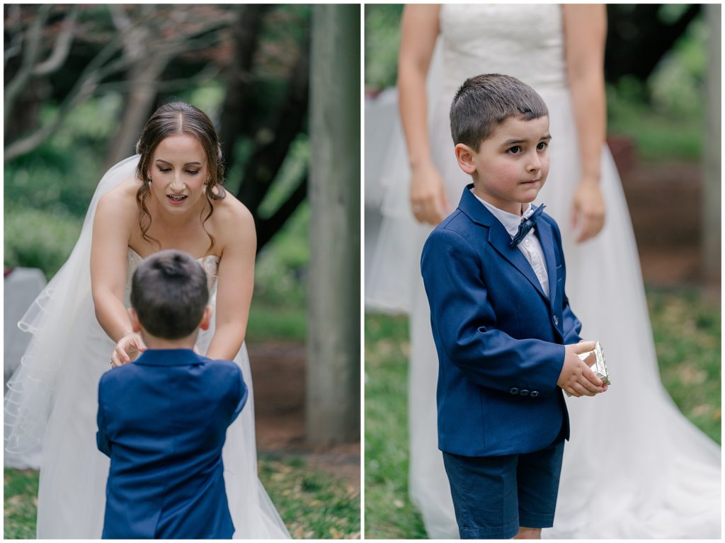 Ring bearer at a wedding in Canberra dressed in a blue suit