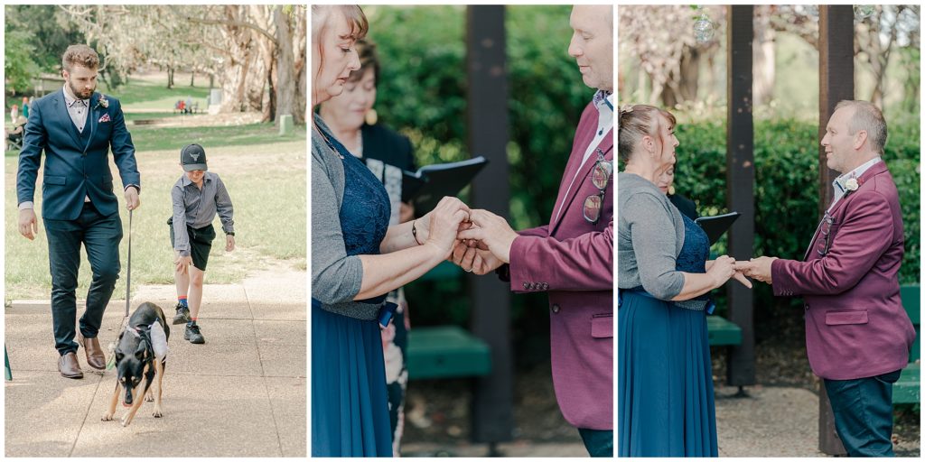 Bride and groom exchanged rings in the John Knight Memorial Park | Canberra wedding