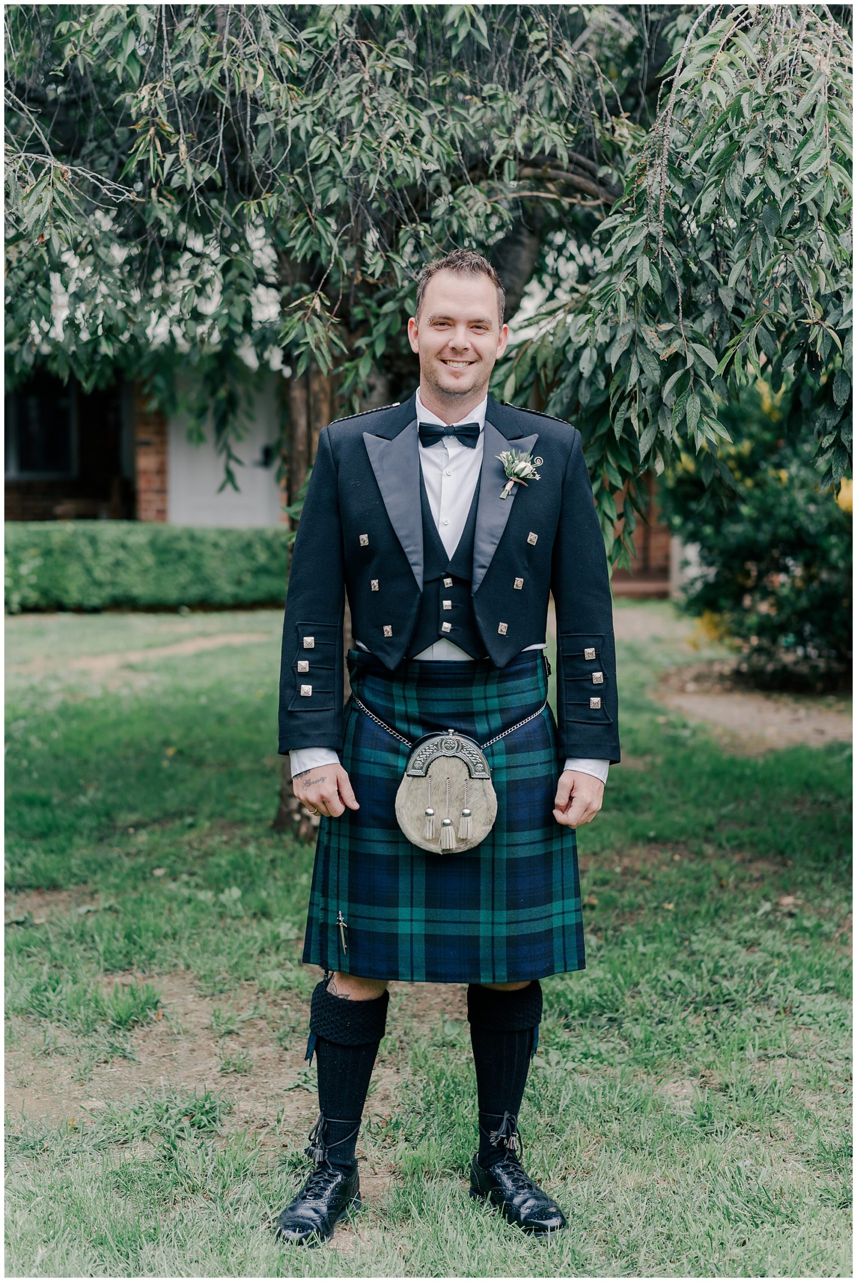 Groom in full Scottish  attire for his wedding | Destination wedding Photographer 