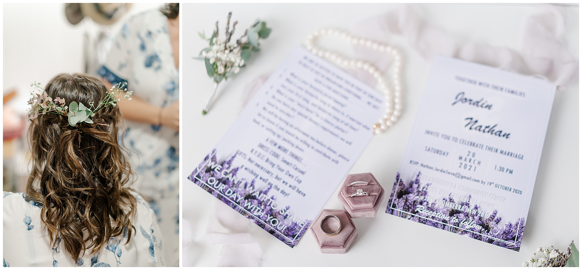 Rustic Canberra Wedding | Purple  wedding invitations