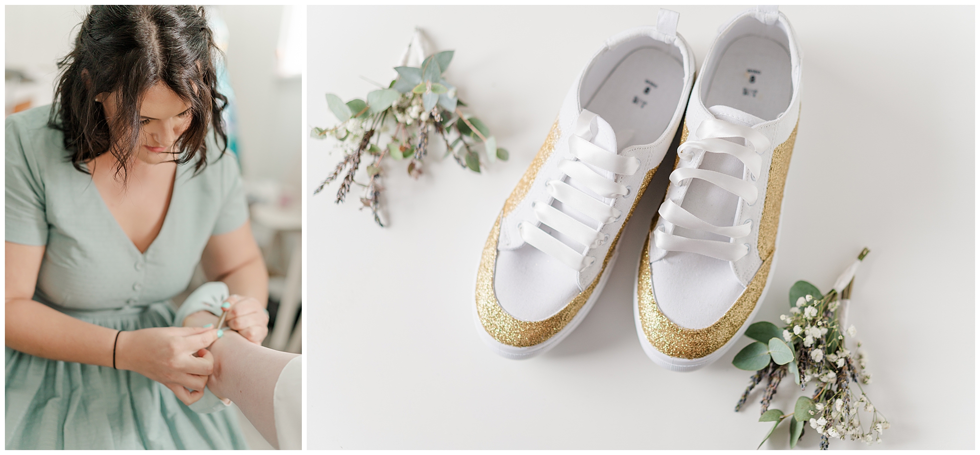 DIY glitter shoes of the bridesmaids