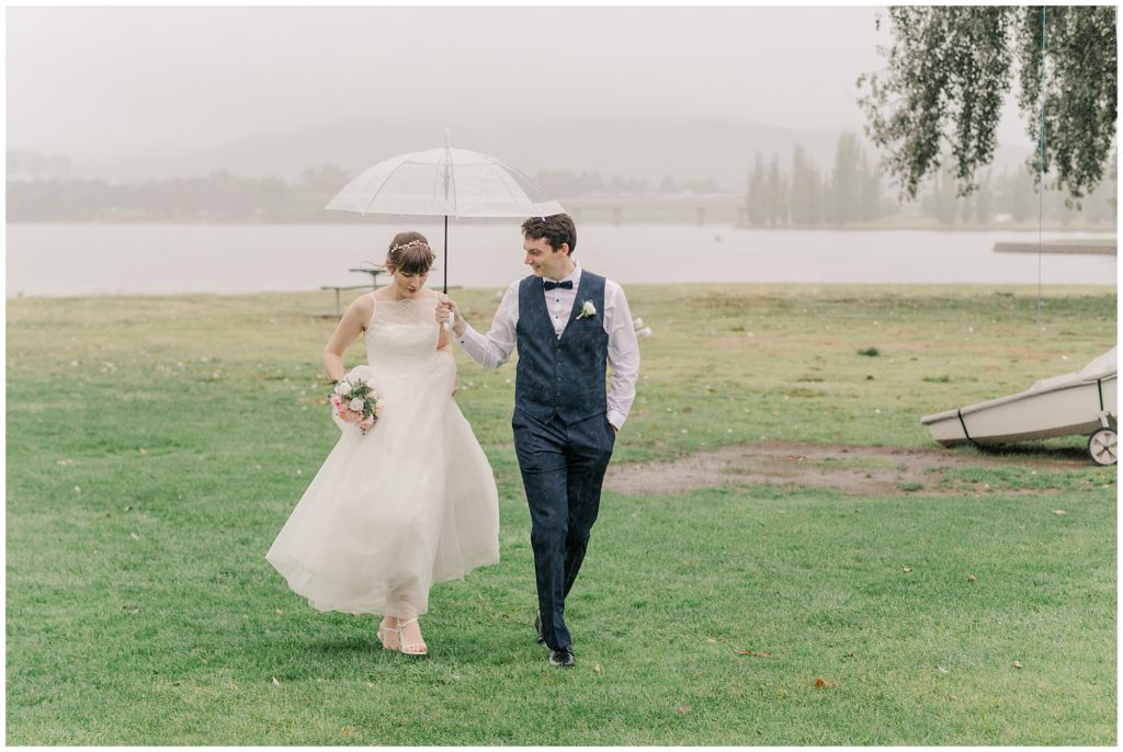 Rainy wedding day photos in Canberra