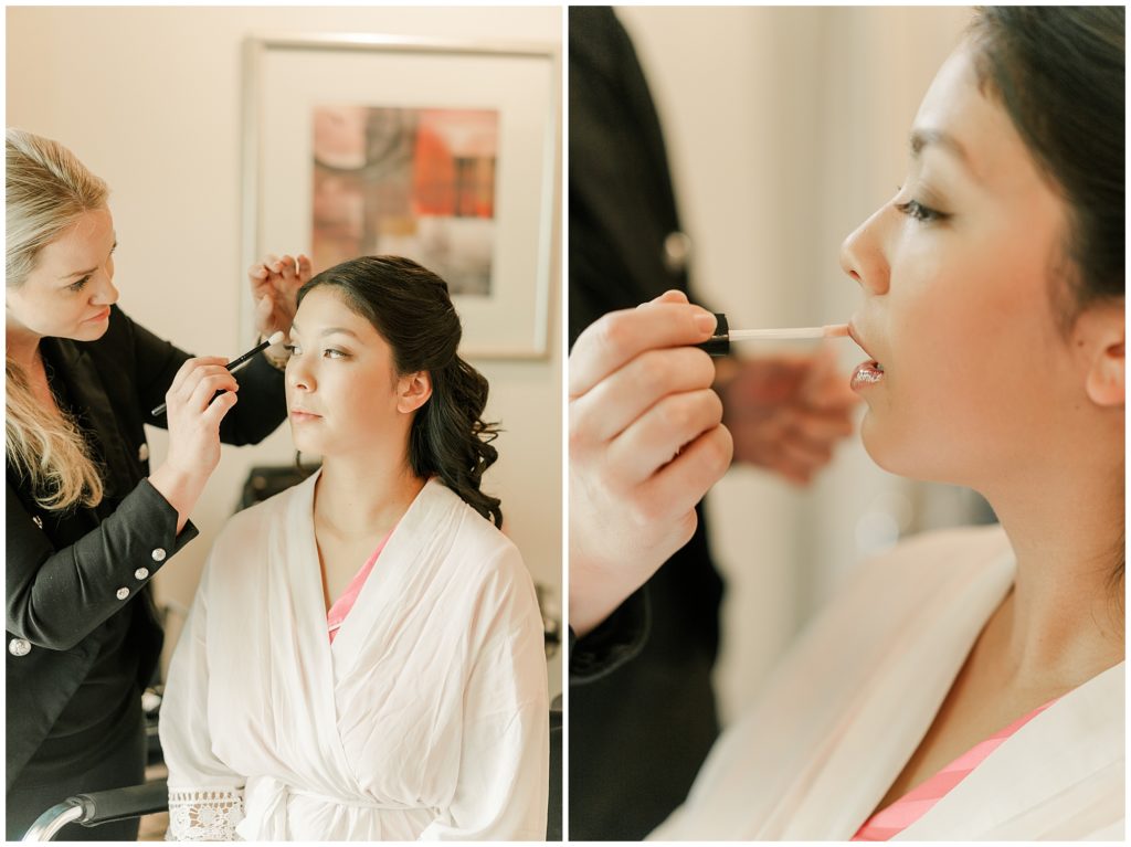 Bride getting make up done at the Hyatt hotel | Canberra Wedding Photographer